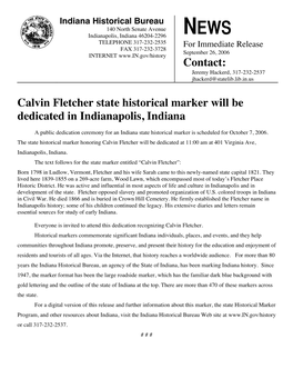 Calvin Fletcher Historical Marker Dedication