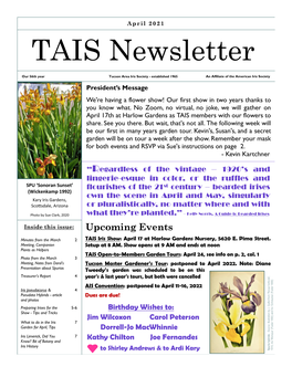 April 2021 Newsletter