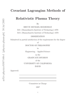 Covariant Lagrangian Methods of Relativistic Plasma Theory