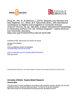 Modules Over Monads and Their Algebras. in L. Moss, & P. Sobociński