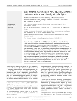 Woodsholea Maritima Gen. Nov., Sp. Nov., a Marine Bacterium with a Low Diversity of Polar Lipids