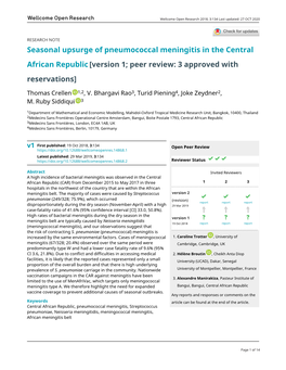 Seasonal Upsurge of Pneumococcal Meningitis in the Central