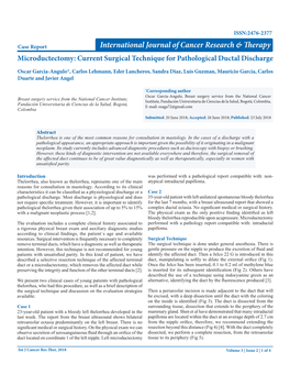 Microductectomy: Current Surgical Technique for Pathological Ductal Discharge