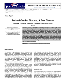 Twisted Ovarian Fibroma, a Rare Disease