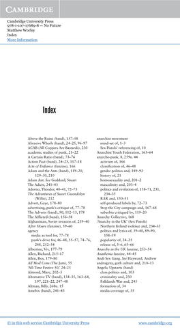 Cambridge University Press 978-1-107-17689-8 — No Future Matthew Worley Index More Information
