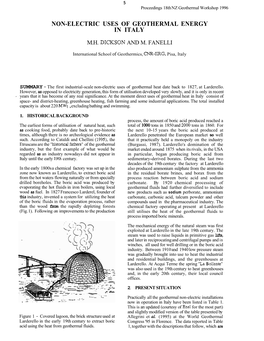 Non-Electric Uses of Geothermal Energy in Italy