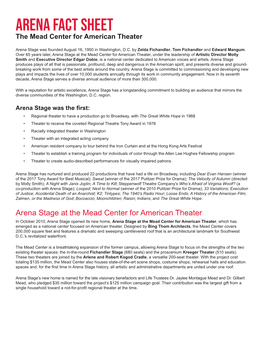 Arena Fact Sheet the Mead Center for American Theater