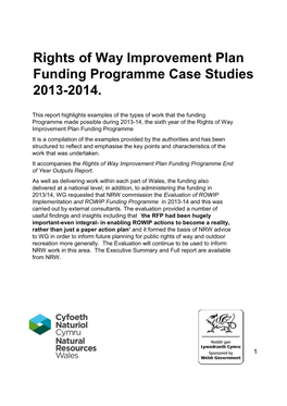 Rights of Way Improvement Plan Funding Programme Case Studies 2013-2014