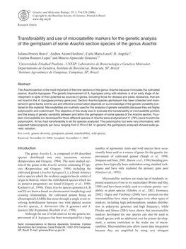 Transferability and Use of Microsatellite Markers for the Genetic Analysis of the Germplasm of Some Arachis Section Species of the Genus Arachis