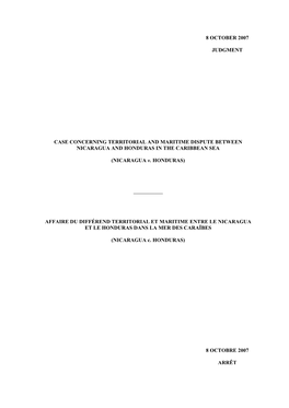 8 October 2007 Judgment Case Concerning Territorial And