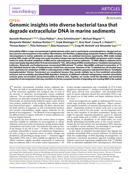 Genomic Insights Into Diverse Bacterial Taxa That Degrade Extracellular DNA in Marine Sediments