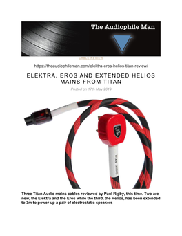 ELEKTRA, EROS and EXTENDED HELIOS MAINS from TITAN Posted on 17Th May 2019