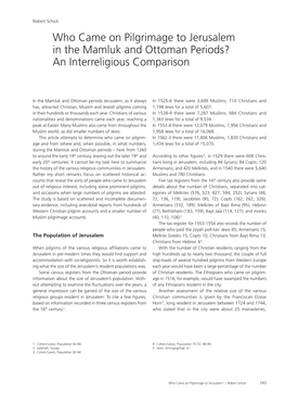 Who Came on Pilgrimage to Jerusalem in the Mamluk and Ottoman Periods? an Interreligious Comparison