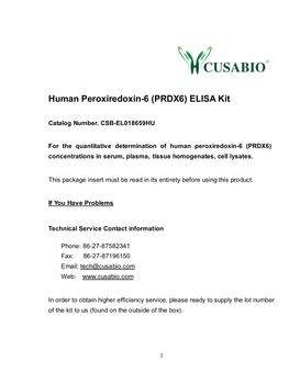 Human Peroxiredoxin-6(PRDX6) ELISA Kit Manual