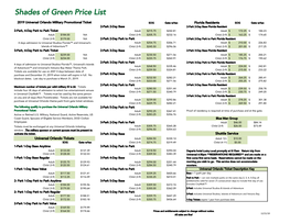 Shades of Green Price List