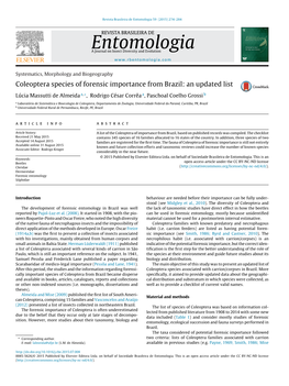 Coleoptera Species of Forensic Importance from Brazil: an Updated List