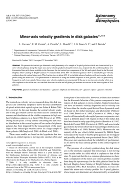 Minor-Axis Velocity Gradients in Disk Galaxies$^{\Bf,}$