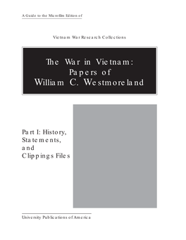 The War in Vietnam: Papers of William C. Westmoreland