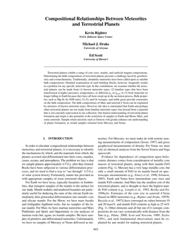 Compositional Relationships Between Meteorites and Terrestrial Planets