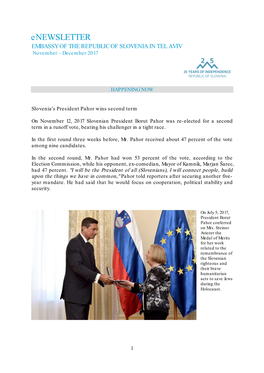 Enewsletter EMBASSY of the REPUBLIC of SLOVENIA in TEL AVIV November – December 2017