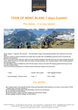 TOUR of MONT BLANC 7 Days Comfort