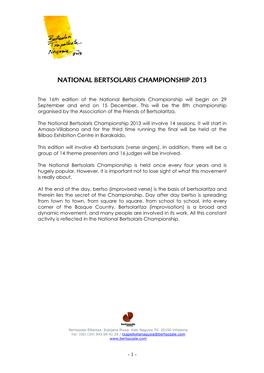 National Bertsolaris Championship 2013