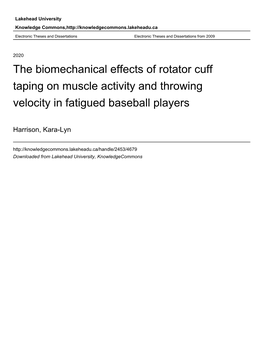 The Biomechanical Effects of Rotator Cuff Taping on Muscle Activity and Throwing Velocity in Fatigued Baseball Players