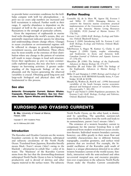 KUROSHIO and OYASHIO CURRENTS 1413 to Provide Better Overwinter Conditions for the Krill