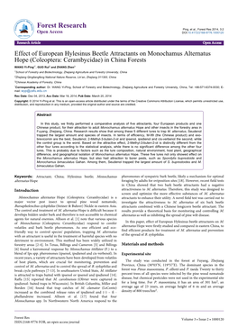 Effect of European Hylesinus Beetle Attractants on Monochamus