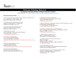 AMP Molecular Pathology Book List