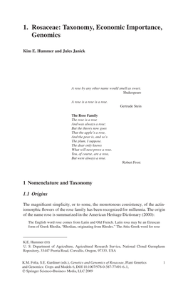 1. Rosaceae: Taxonomy, Economic Importance, Genomics