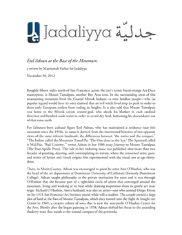 Etel Adnan at the Base of the Mountain a Review by Maymanah Farhat for Jadaliyya