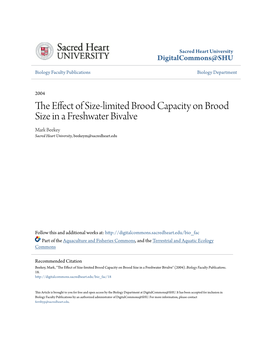 The Effect of Size-Limited Brood Capacity on Brood Size in a Freshwater Bivalve" (2004)