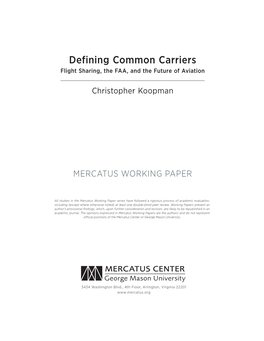 Defining Common Carriers: Flight Sharing, the FAA, and the Future of Aviation