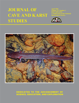 Journal of Cave and Karst Studies Volume 78 Number 1 April 2016 STUDIES Journal of Cave and Karst Studies