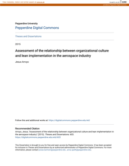 Assessment of the Relationship Between Organizational Culture and Lean Implementation in the Aerospace Industry
