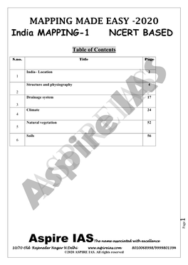 2020 India MAPPING-1 NCERT BASED