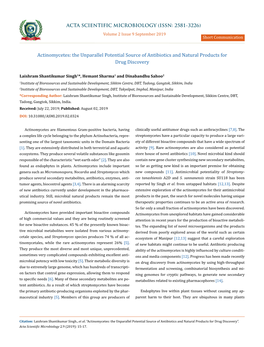 Actinomycetes: the Unparallel Potential Source of Antibiotics and Natural Products for Drug Discovery