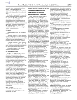 Federal Register/Vol. 85, No. 79/Thursday, April 23, 2020/Notices