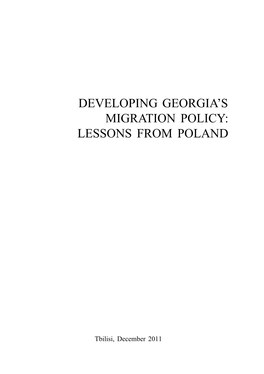 Developing Georgia's Migration Policy
