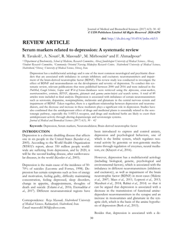 REVIEW ARTICLE Serum Markers Related to Depression: a Systematic Review R