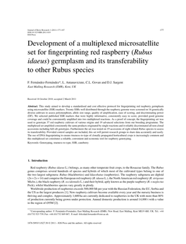 (Rubus Idaeus) Germplasm and Its Transferability to Other Rubus Species