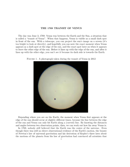 The Transits of Venus and the Size of the Solar System, 1769