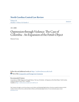 Oppression Through Violence: the Case of Colombia - an Expansion