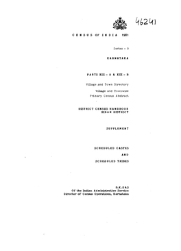 District Census Handbook, Bidar, Part XIII-A and B, Series-9