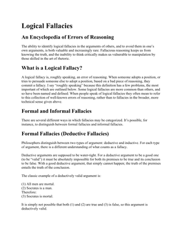 Logical Fallacies Handout