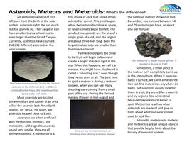 Asteroids, Meteors and Meteroids: What's the Difference?