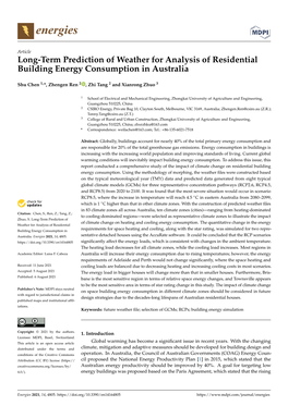 Long-Term Prediction of Weather for Analysis of Residential Building Energy Consumption in Australia