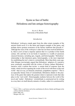 Syene As Face of Battle: Heliodorus and Late Antique Historiography