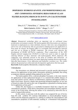 Dispersed Hydroxyapatite and Modified Bioglass 45S5 Composites: Sintering Behavior of Glass Matrix Ranging from 20 to 30 Wt% in Calcium Oxide Investigation